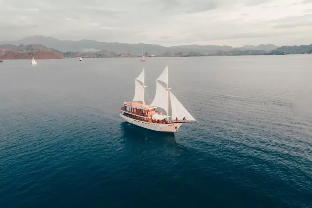 Aerial view of the Elbark Cruise phinisi