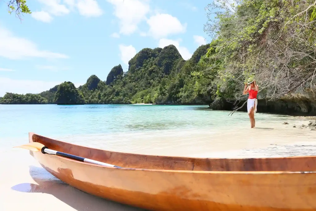 The Lamima phinisi under way in Raja Ampat